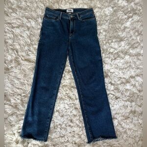 Paige Jeans Womens 28 Blue Cindy Crop Raw Hem Straight Leg Stretch Denim Pants